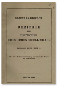 Zur Darstellung der einbasischen Säuren der Zuckergruppe, Berichte der Deutschen Chemischen Gesellschaft, 1899, Jahrgang XXXII, Heft 13