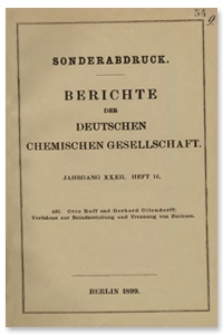 Verfahren zur Reindarstellung und Trennung von Zuckern, Berichte der Deutschen Chemischen Gesellschaft, 1899, Jahrgang XXXII, Heft 16, s. 3234-3237