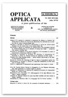 Contents [Optica Applicata, Vol. 29, 1999, nr 4]