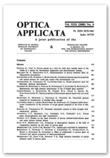 Contents [Optica Applicata, Vol. 30, 2000, nr 4]