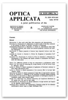 Contents [Optica Applicata, Vol. 31, 2001, nr 1]