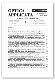 Contents [Optica Applicata, Vol. 31, 2001, nr 2]