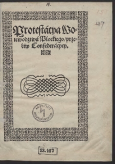 Protestacya Woiewodztwa Płockiego przeciw Confederacyey