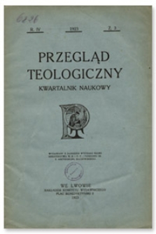 Przegląd Teologiczny : kwartalnik naukowy. Rocznik IV, 1923, Z. 3