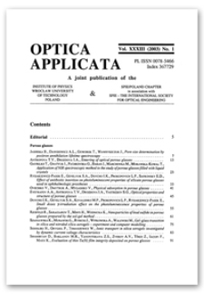 Contents [Optica Applicata, Vol. 33, 2003, nr 1]