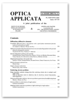 Contents [Optica Applicata, Vol. 33, 2003, nr 2-3]