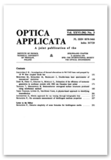 Contents [Optica Applicata, Vol. 26, 1996, nr 3]