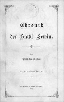 Chronik der Stadt Lewin. - 2., ergänzte Aufl.
