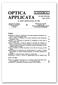 Contents [Optica Applicata, Vol. 28, 1998, nr 3]
