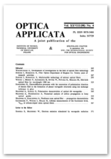 Contents [Optica Applicata, Vol. 28, 1998, nr 4]