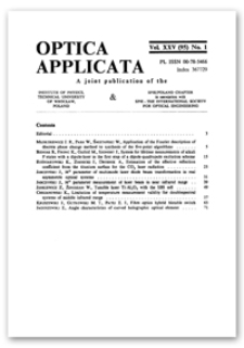 Editorial [Optica Applicata, Vol. 25, 1995, nr 1]