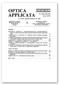 Contents [Optica Applicata, Vol. 25, 1995, nr 2]