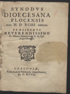 Synodus Dioecesana Plocensis Anno M.D.XCIII celebrata
