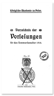 Verzeichnis der Vorlesungen für das Sommersemester 1916