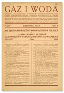 Gaz i Woda. R. XIV, czerwiec 1934, Nr 6