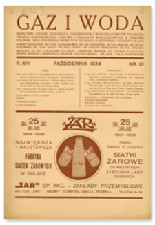 Gaz i Woda. R. XIV, październik 1934, Nr 10
