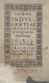 Indulgentiae Granorum et Imaginum benedictarum