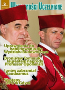 Wiadomości Uczelniane : pismo informacyjne Politechniki Opolskiej, nr 3 (166), październik 2007