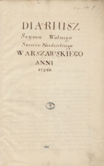 Diariusz sejmu walnego sześcioniedzielnego warszawskiego anni 1724