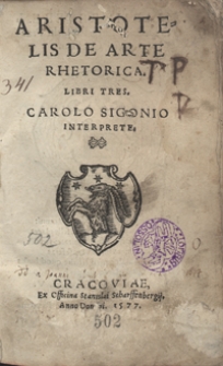 Aristotelis De Arte Rhetorica Libri Tres Carolo Sigonio Interprete