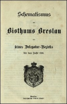 Schematismus des Bisthums Breslau und seines Delegatur-Bezirks für das Jahr 1891