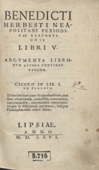 Benedicti Herbesti Neapolitani Periodicae Responsionis Libri V [...]
