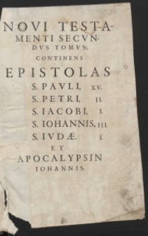 Novi Testamenti Secundus Tomus [...]