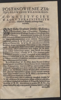 Postanowienia Ziazdu Glownego Wilenskiego. Constituciey W Roku Teraznieyszym 1593 Miesiąca Augusta Siodmego dnia wydana