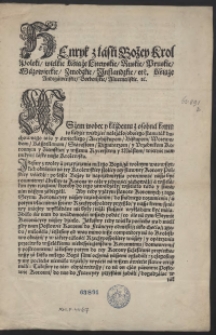 [Potwierdzenie praw przez Henryka III króla Polski na sejmie koronacyjnym dn. 22 kwietnia 1574]