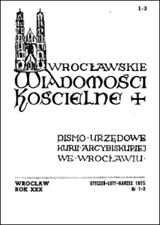 Wrocławskie Wiadomości Kościelne. R. 30 (1975), nr 1/3