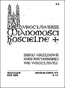 Wrocławskie Wiadomości Kościelne. R. 30 (1975), nr 4/6