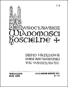 Wrocławskie Wiadomości Kościelne. R. 30 (1975), nr 7/9