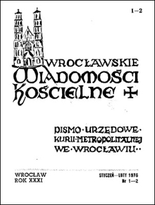 Wrocławskie Wiadomości Kościelne. R. 31 (1976), nr 1/2