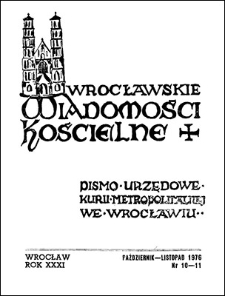 Wrocławskie Wiadomości Kościelne. R. 31 (1976), nr 10/11