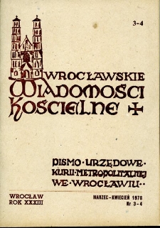Wrocławskie Wiadomości Kościelne. R. 33 (1978), nr 3/4