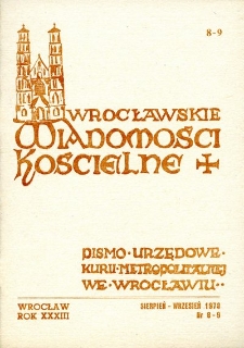 Wrocławskie Wiadomości Kościelne. R. 33 (1978), nr 8/9