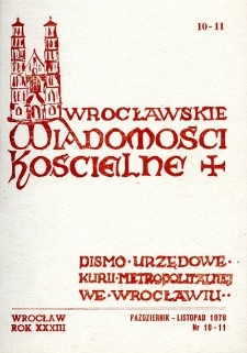Wrocławskie Wiadomości Kościelne. R. 33 (1978), nr 10/11