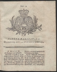 Gazeta Warszawska. R.1774 Nr 4