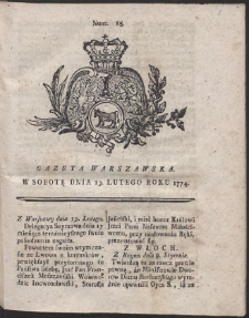 Gazeta Warszawska. R.1774 Nr 15