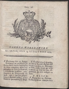 Gazeta Warszawska. R.1774 Nr 16