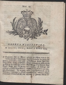 Gazeta Warszawska. R.1774 Nr 19