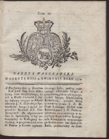 Gazeta Warszawska. R.1774 Nr 27