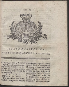 Gazeta Warszawska. R.1774 Nr 29