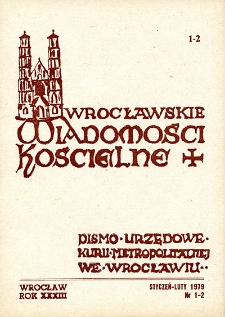 Wrocławskie Wiadomości Kościelne. R. 33 [i.e. 34] (1979), nr 1/2