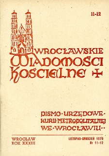 Wrocławskie Wiadomości Kościelne. R. 33 [i.e. 34] (1979), nr 11/12
