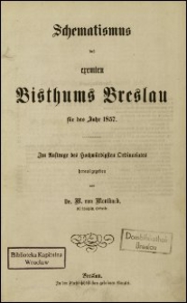 Schematismus des exemten Bisthums Breslau für das Jahr 1857