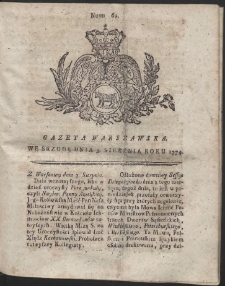 Gazeta Warszawska. R.1774 Nr 62