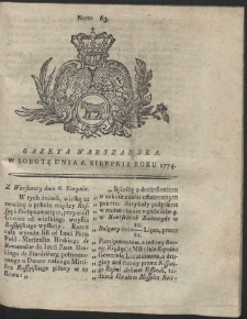 Gazeta Warszawska. R.1774 Nr 63