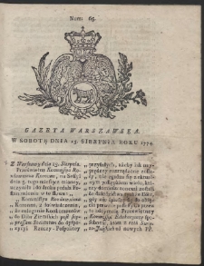 Gazeta Warszawska. R.1774 Nr 65