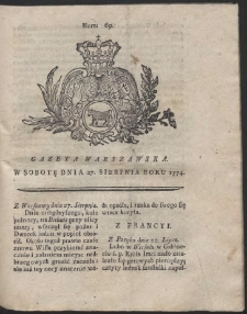 Gazeta Warszawska. R.1774 Nr 69